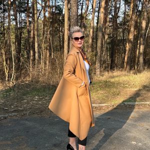 Płaszcz długi taliowany